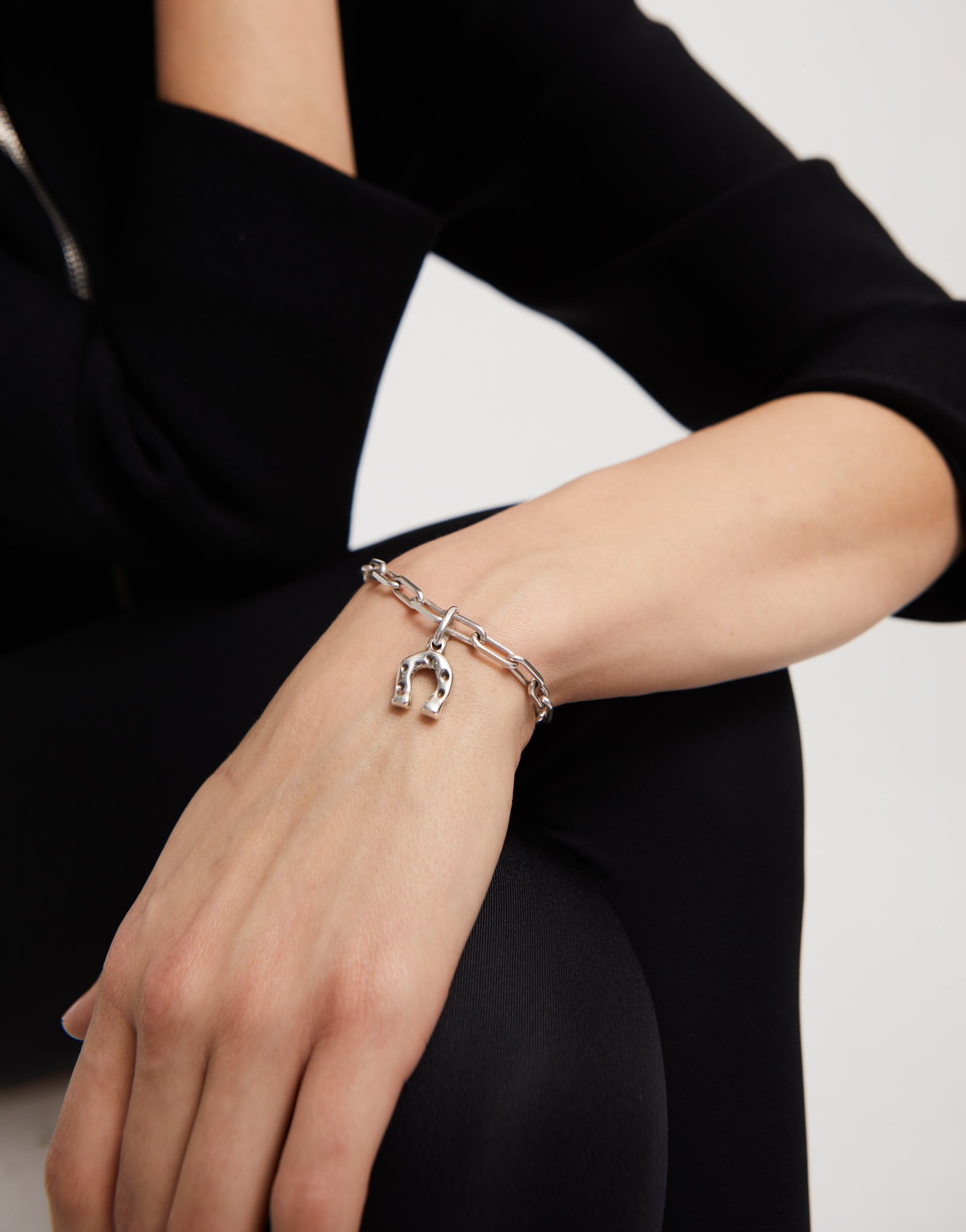 Bracciale con maglie grandi placcato argento Sterling., Argent, large thumbnail